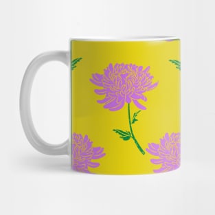 Purple Chrysanthemum Pattern in Citrine Birthstone Color Mug